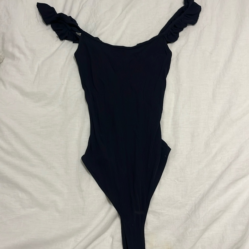 Zara black ruffle bodysuit